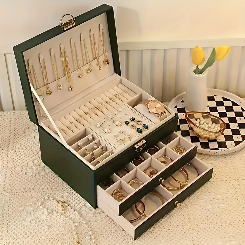Jewelry Box for Women – PU Leather – Elegant Multi-Compartment Travel Jewelry Organizer – Lightweight and Stylish
