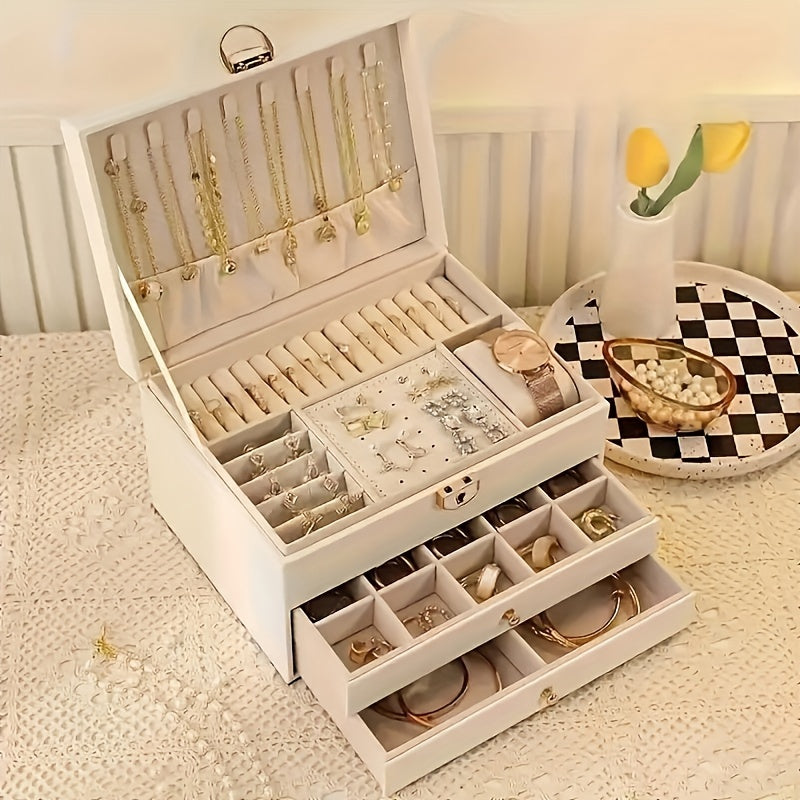 Jewelry Box for Women – PU Leather – Elegant Multi-Compartment Travel Jewelry Organizer – Lightweight and Stylish