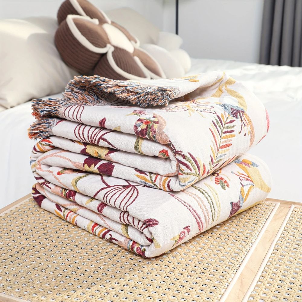 Jungle Bloom Reversible Cotton Blanket