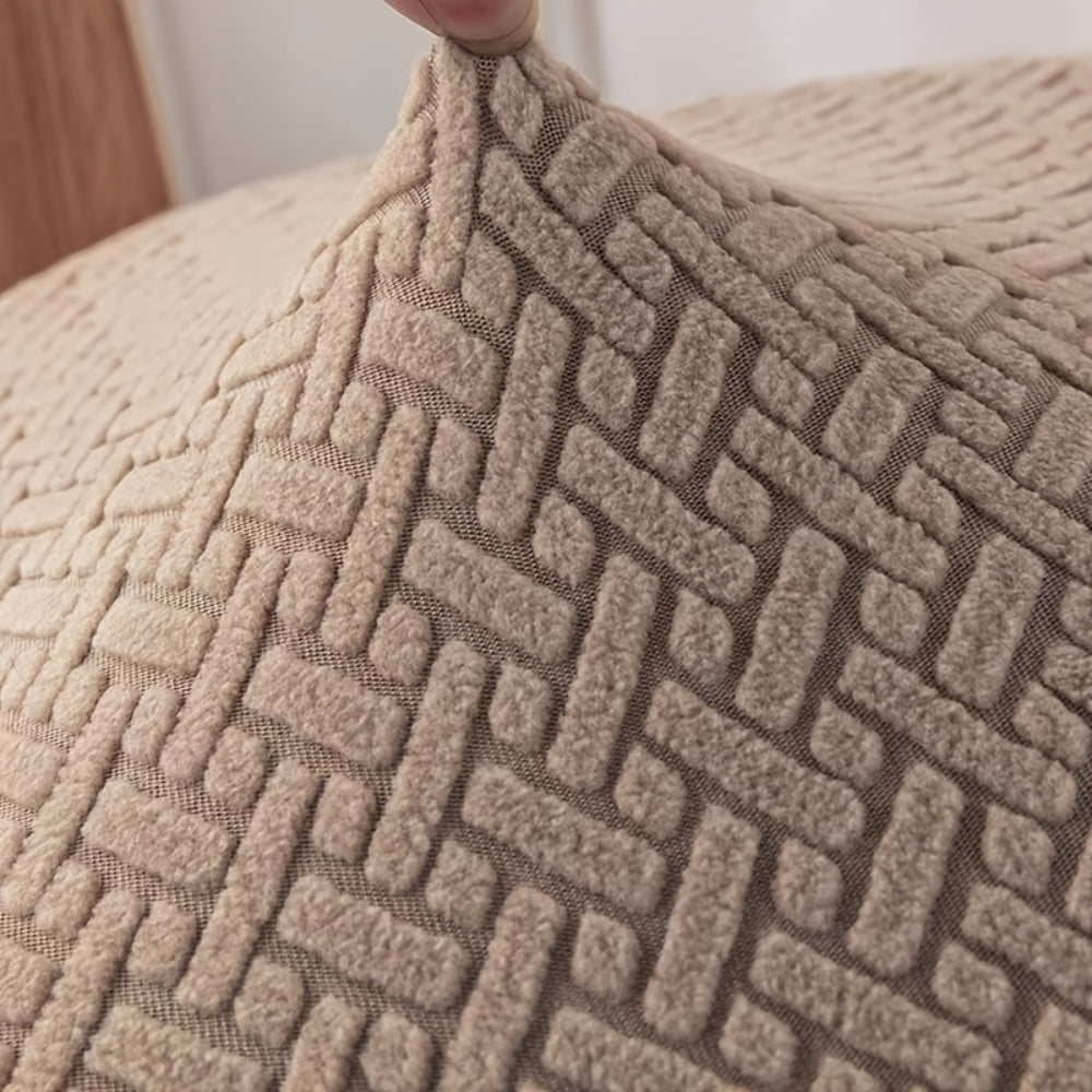 Beige recliner chair with textured fabric cover and side pocket, modern living room armchair for reading and relaxation