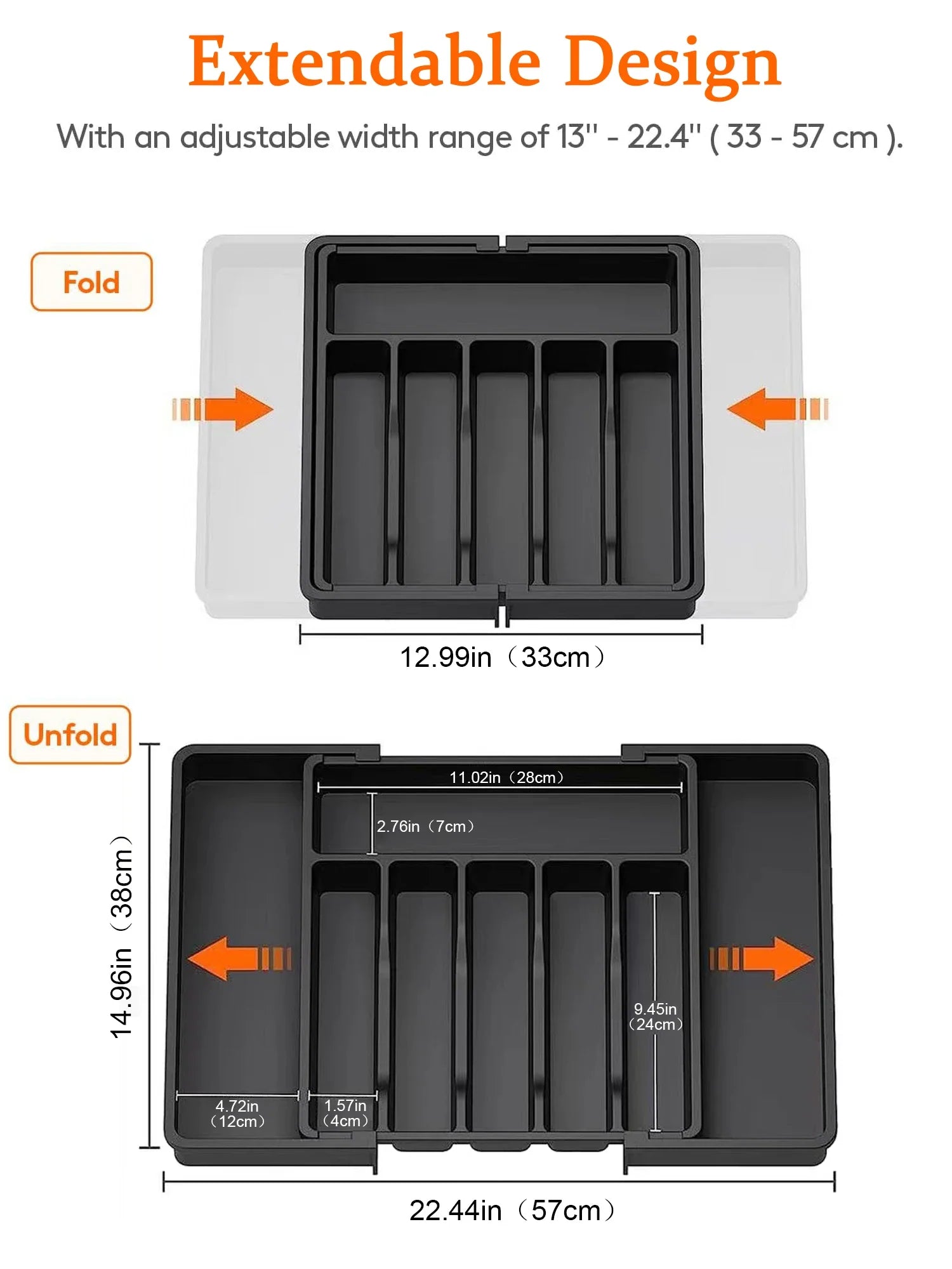 Kitchen drawer organizer – Expandable plastic – Adjustable dividers – Ideal for utensils and home organization