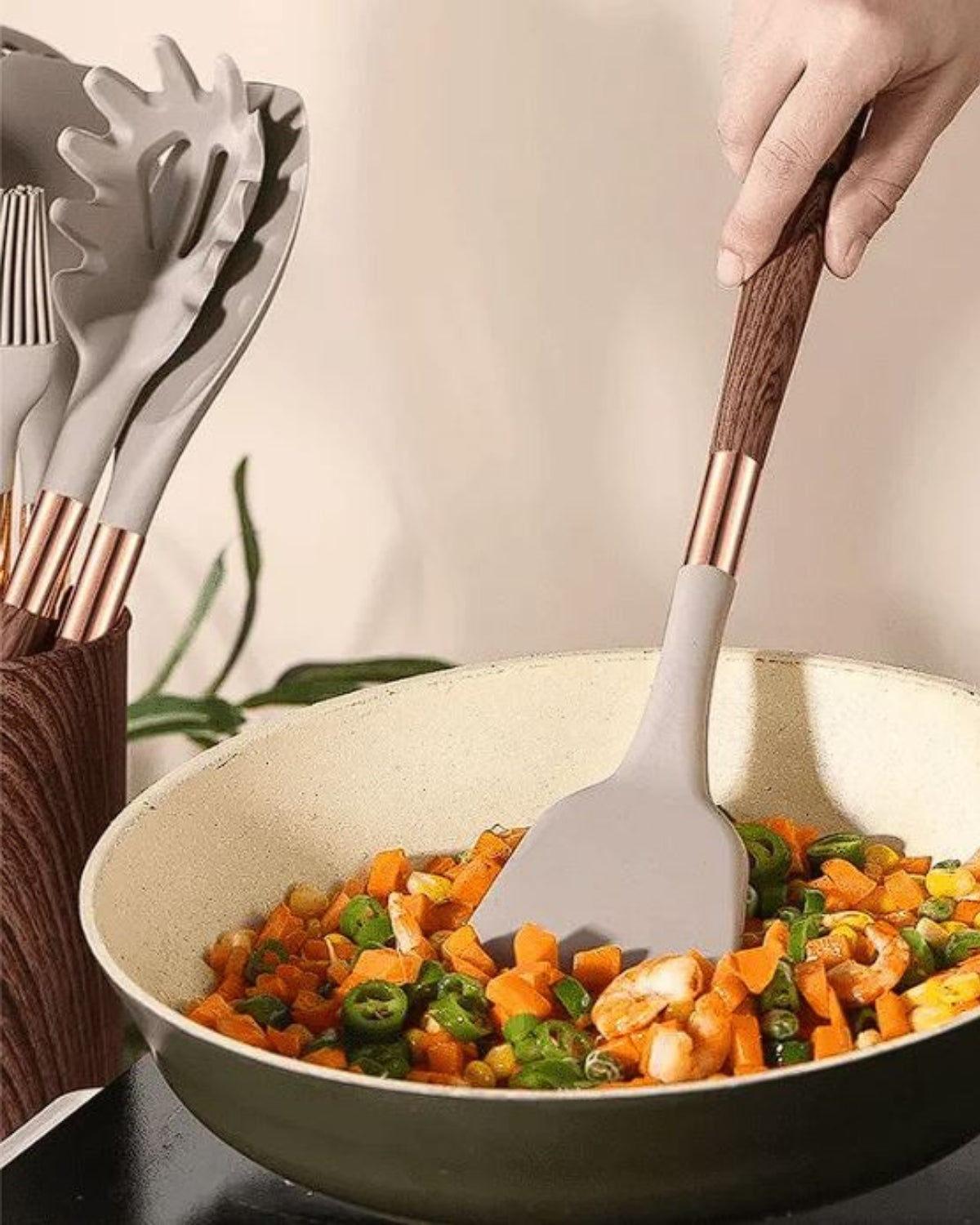 Kitchen utensil set – 11-piece silicone cooking utensils – Heat-resistant and non-stick