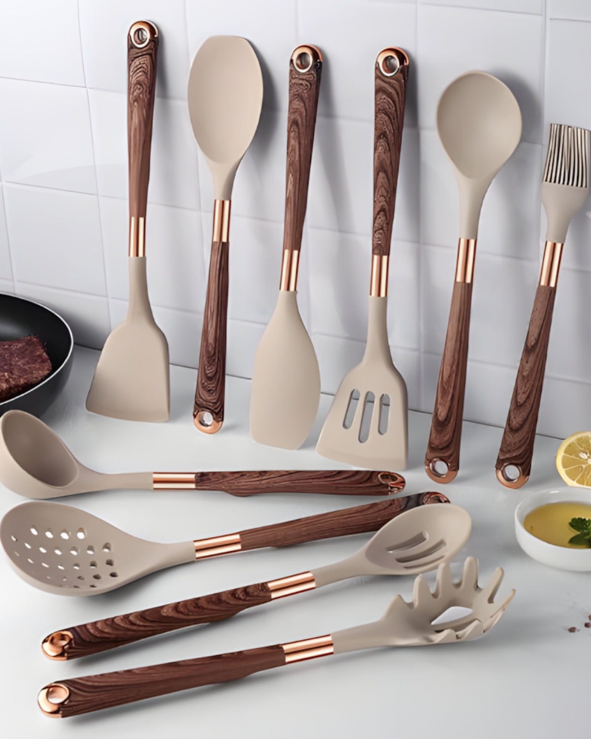 Kitchen utensil set – 11-piece silicone cooking utensils – Heat-resistant and non-stick