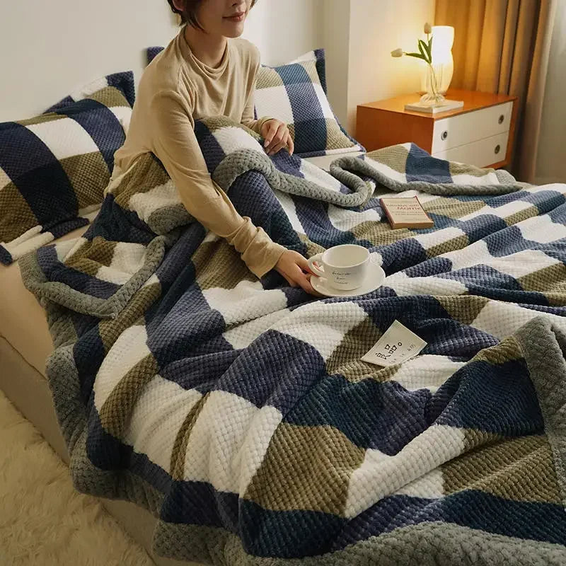 Knit blanket throw – Soft chenille – Machine washable – Cozy home accessory for couch or bed