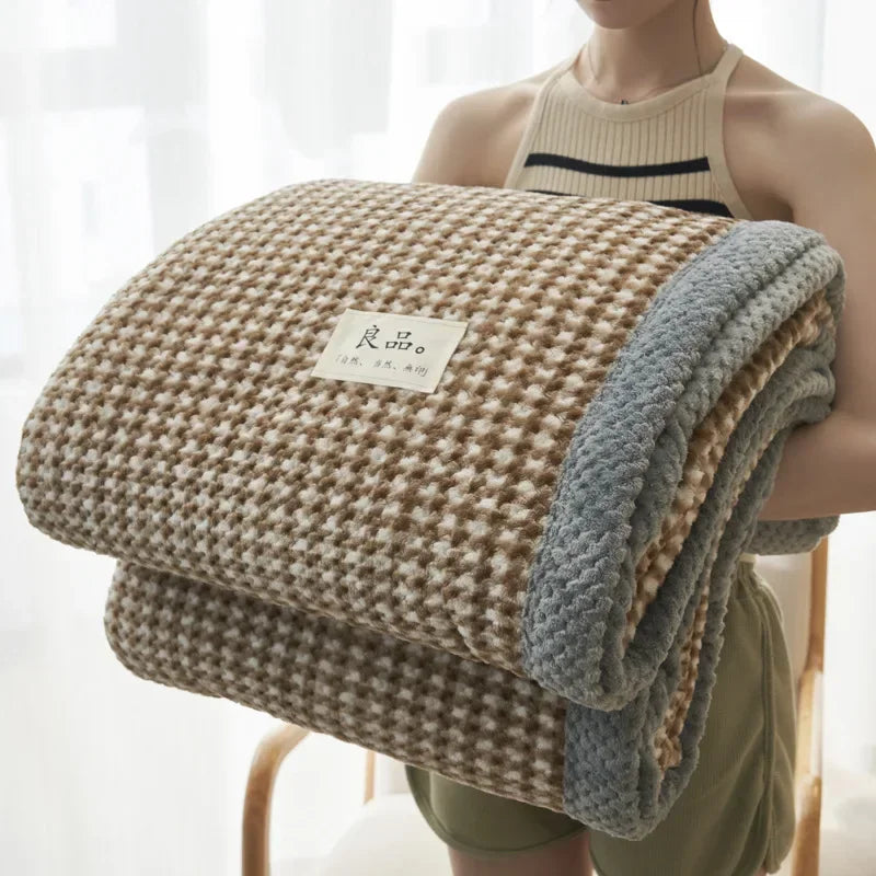 Knit blanket throw – Soft chenille – Machine washable – Cozy home accessory for couch or bed