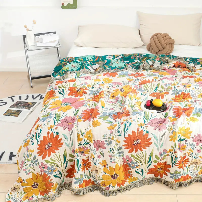 Blooming Floral All-Season Cotton Blanket