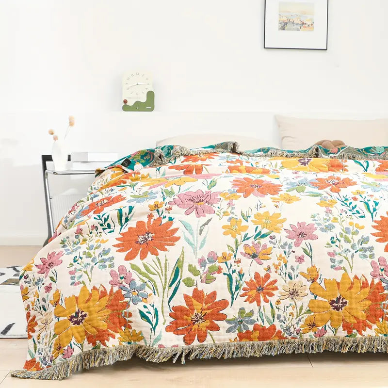 Blooming Floral All-Season Cotton Blanket