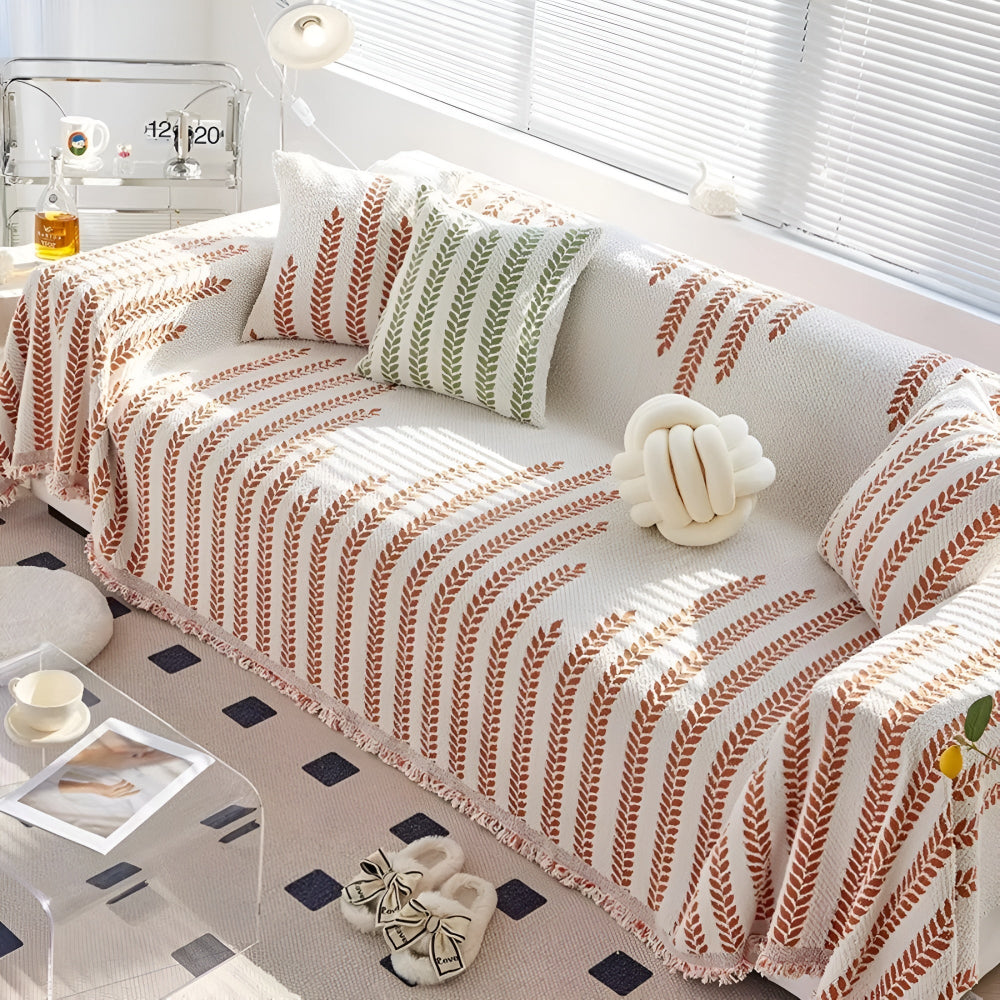 Leaf Fringed Lace Sofa Cover