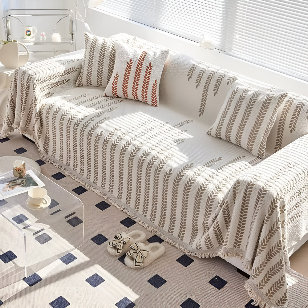 Leaf Fringed Lace Sofa Cover