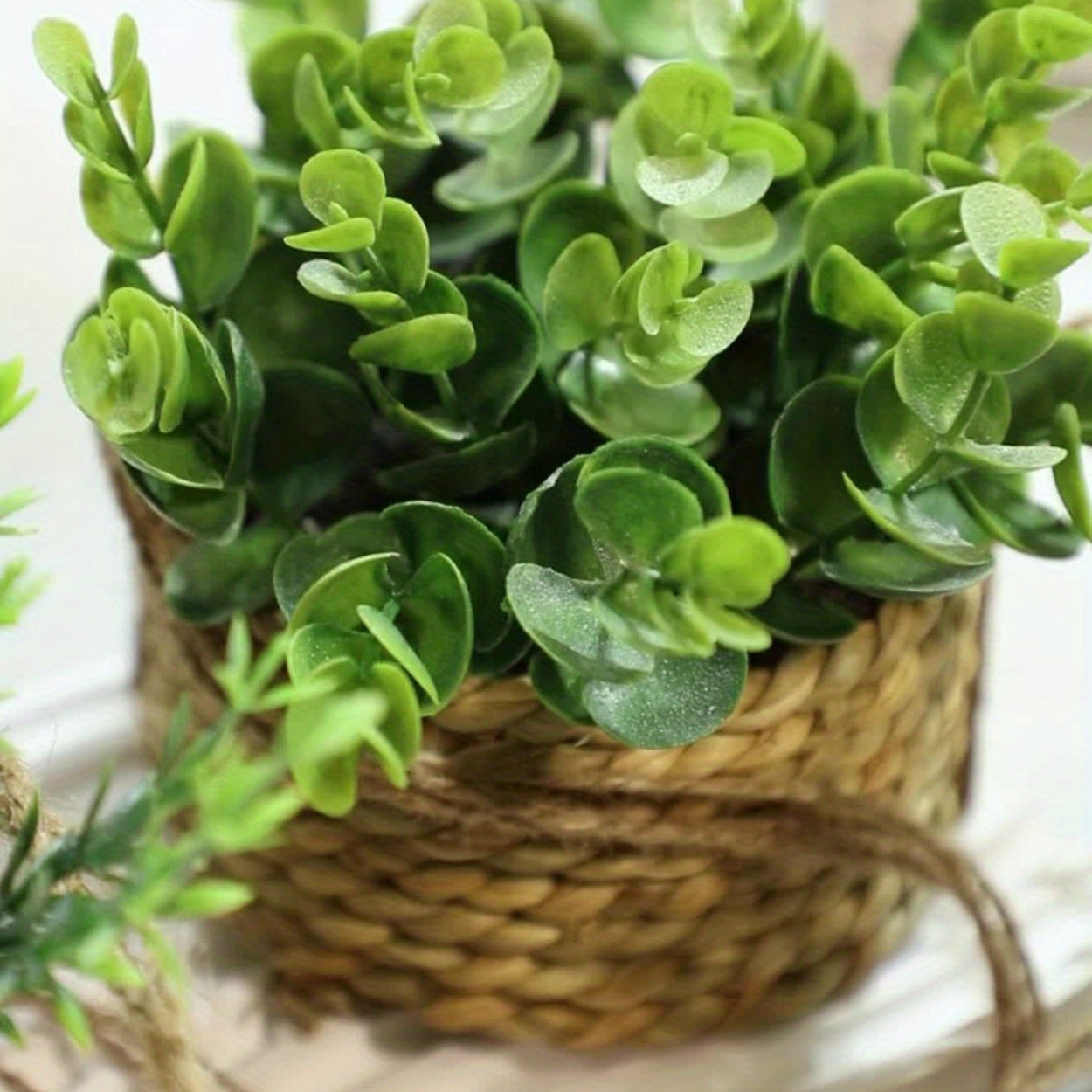 Leafara Hanging Artificial Plant In Woven Basket Pot