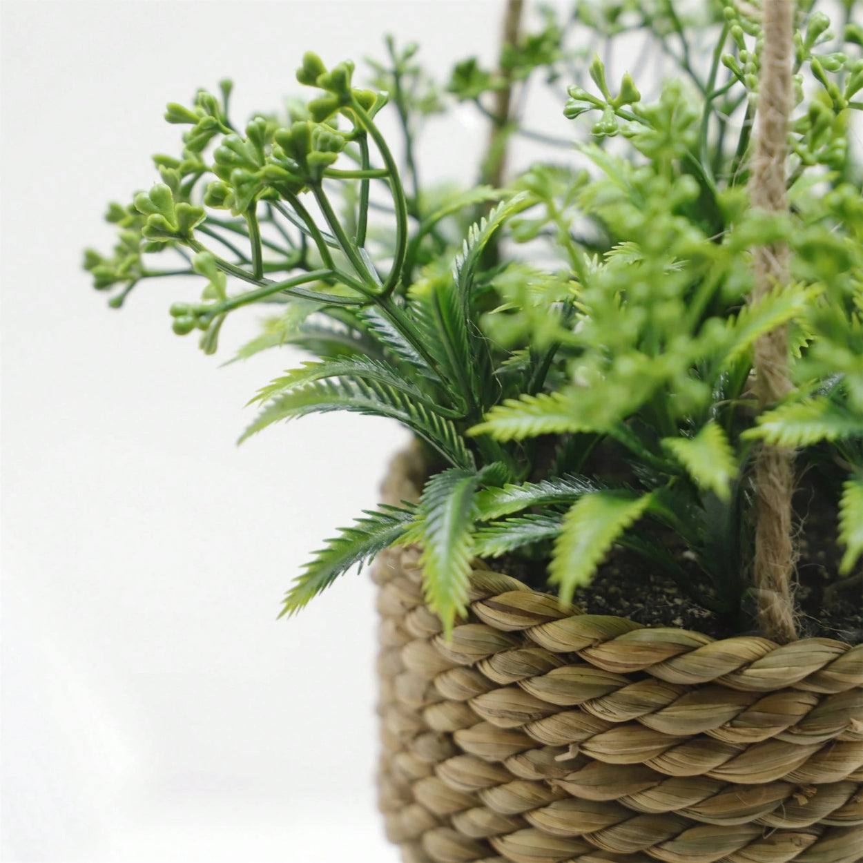 Leafara Hanging Artificial Plant In Woven Basket Pot