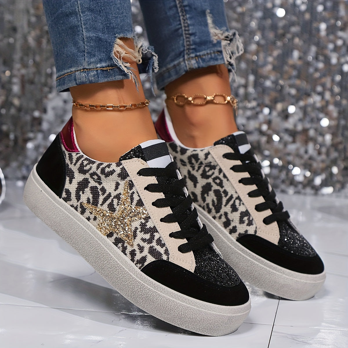LeoStride™ | Fashionable women's sneakers with a trendy leopard pattern