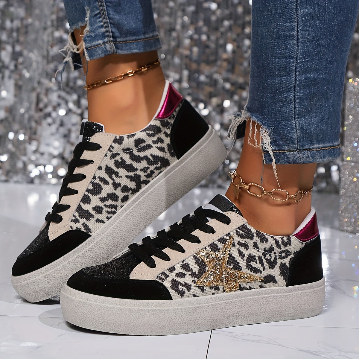 LeoStride™ | Fashionable women's sneakers with a trendy leopard pattern