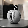 Modern black and white apple sculpture decor with polka dot design, contemporary resin ornaments for living room or office display