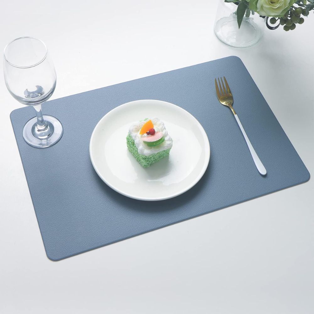 Set of leather dining placemats in brown tones, heat-resistant table mats for kitchen and dining room deco