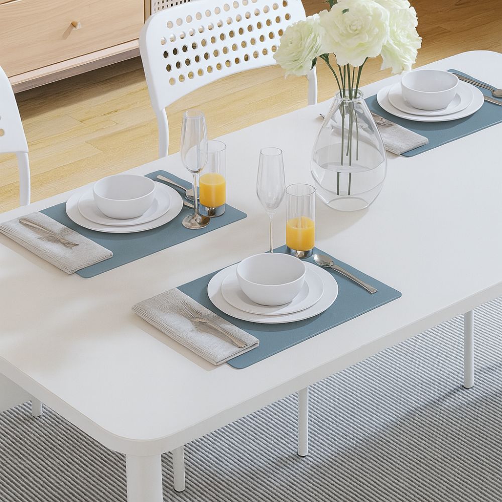 Set of leather dining placemats in brown tones, heat-resistant table mats for kitchen and dining room deco