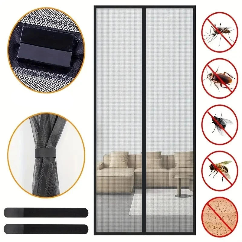 Magnetic door curtain – Insect protection – Durable mesh – Easy installation for home use