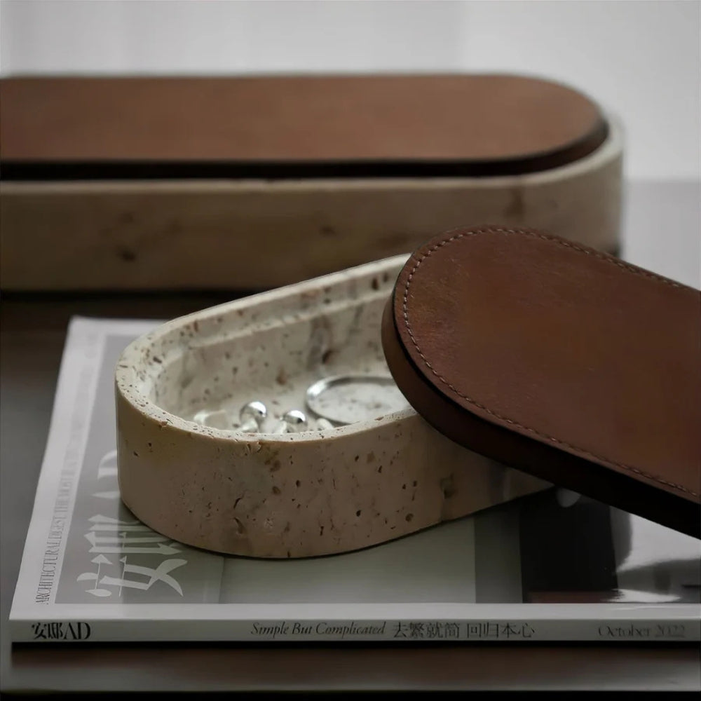 Marble Leather Lid Jewelry Storage Box