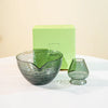 Matcha glass bowl – Pink, blue and black design – Ideal for tea ceremonies