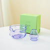 Matcha glass bowl – Pink, blue and black design – Ideal for tea ceremonies