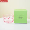 Matcha glass bowl – Pink, blue and black design – Ideal for tea ceremonies