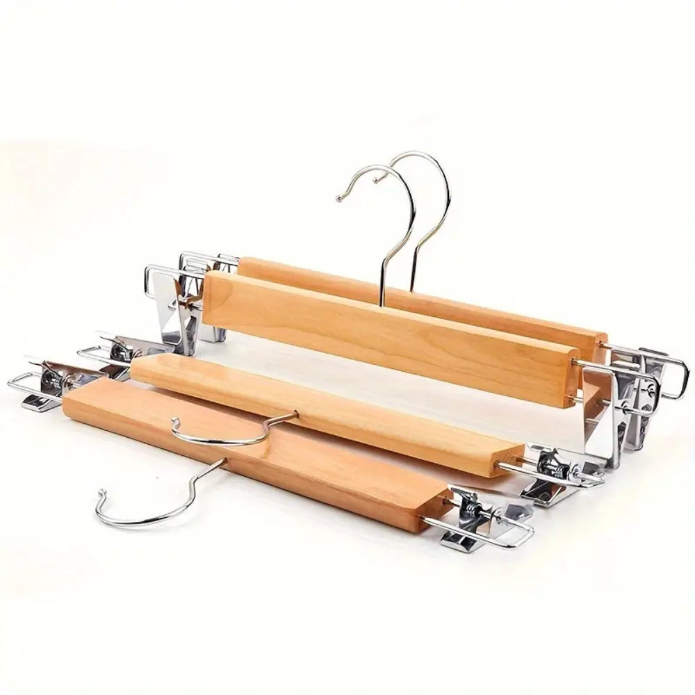 Maxwell Premium Wood Pants Hangers with Clips