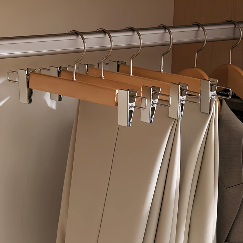 Maxwell Premium Wood Pants Hangers with Clips
