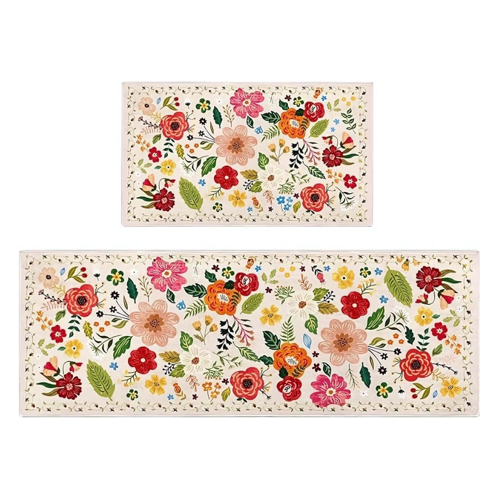 Meadow Boho Floral Kitchen Mat Set