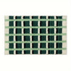 Anti-slip bathroom rug with green and white plaid checkered design, soft absorbent bath mat for modern bathroom decor