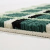 Anti-slip bathroom rug with green and white plaid checkered design, soft absorbent bath mat for modern bathroom decor