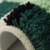 Anti-slip bathroom rug with green and white plaid checkered design, soft absorbent bath mat for modern bathroom decor