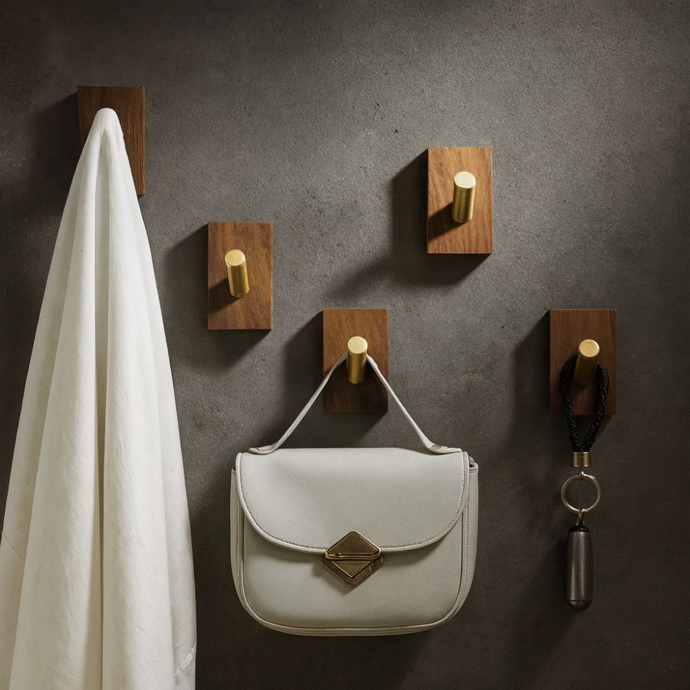 Natural Wood Hook Wall Organizer