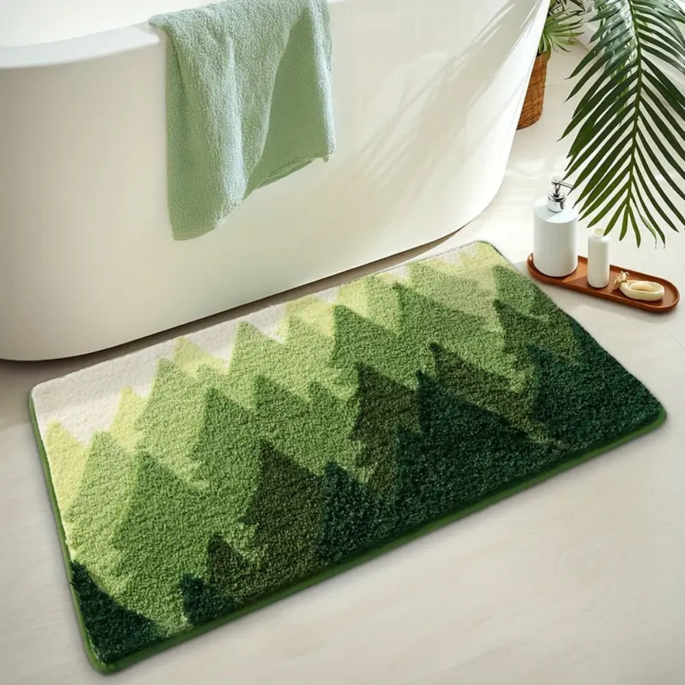 Non-slip bath mat – Soft microfibre – Nature-inspired design – Cozy for bathroom or kitchen