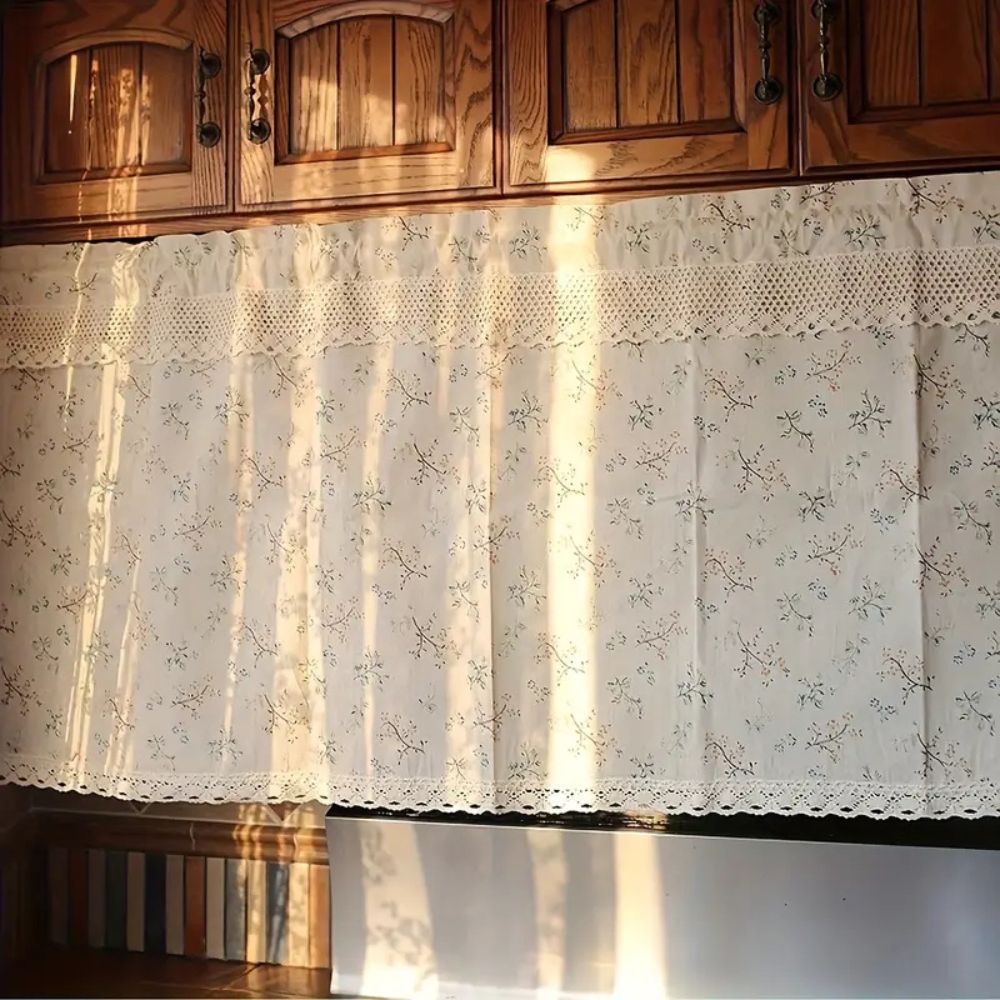 Nordic Bloom Kitchen Cabinet Curtain