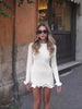 Ruffled Long Sleeve Ball Gown