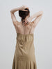 Pleated Waist Cinched Strap Dress