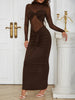 High Collar Sheer Fitted Dress
