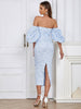 Strapless Vintage Puff Sleeve Dress