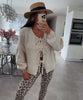 Solid Color Crew Neck Lace-Up Cardigan