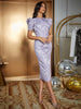 Puff Sleeve Side Slit Fitted Dress