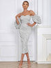 Strapless Vintage Puff Sleeve Dress