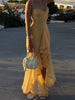 Apricot Ruffled Front Gown