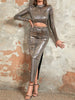 Sexy Vintage Print Glossy Waist Cut Out Dress