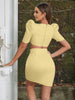 Square Neck Puff Sleeve Short skirt Set