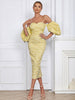 Strapless Vintage Puff Sleeve Dress
