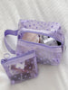Purple Transparent Heart Makeup Bag