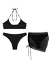 Solid Color Sexy Halterneck Three-Piece Swimsuit Bikini
