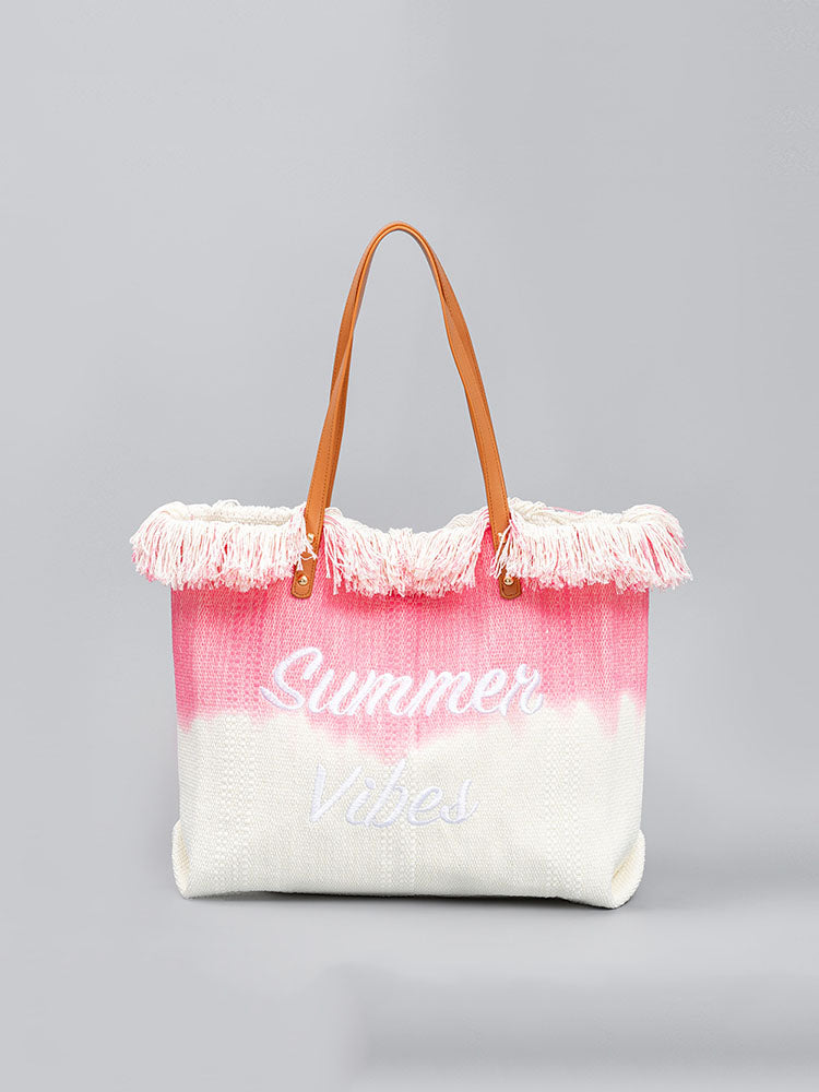Two-Tone Embroidered Tote Bag