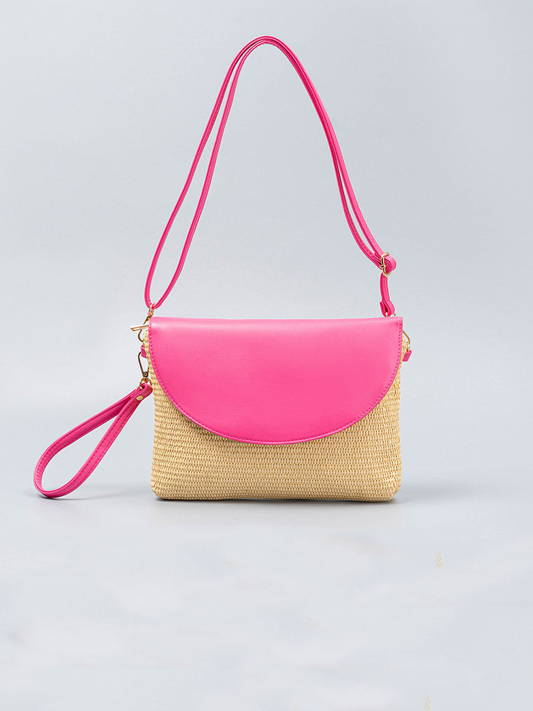 Detachable Shoulder Strap Grass Woven Clutch