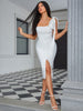 Sexy One Shoulder Cut Out Slit Dress